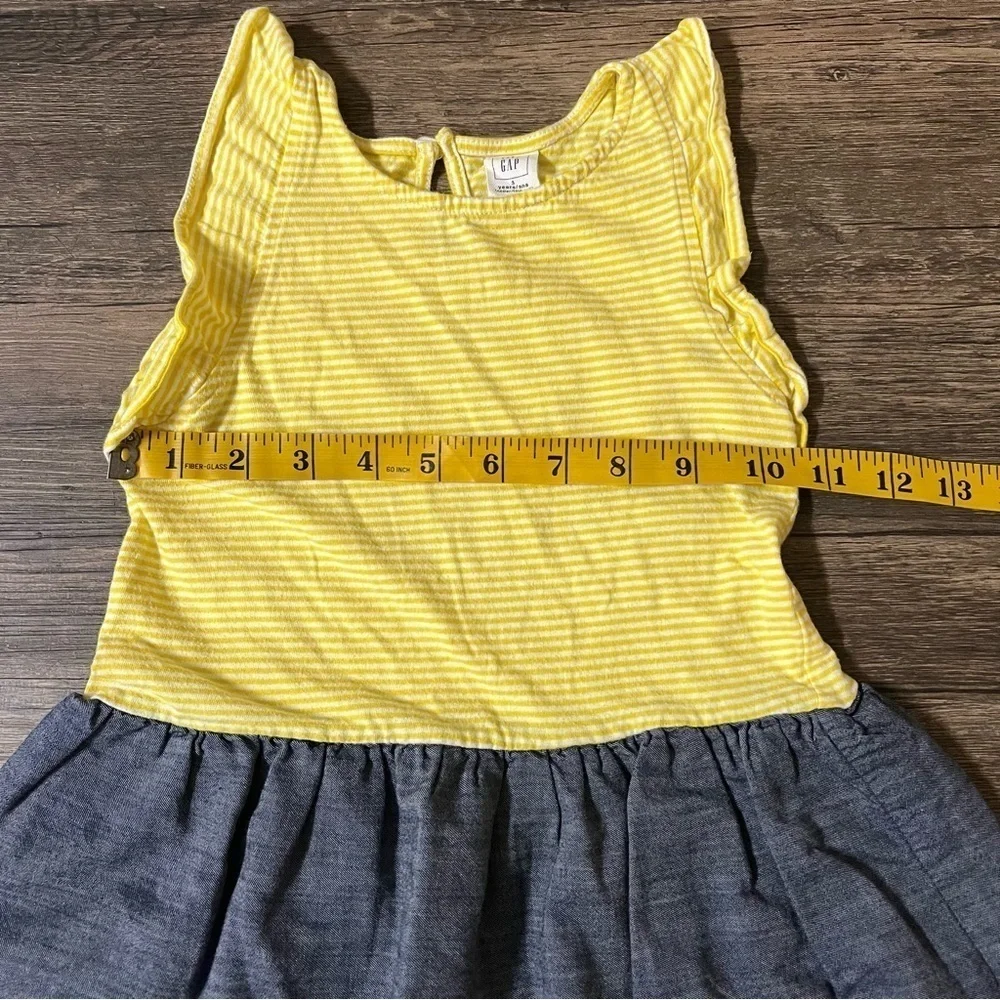 Gap Baby Girls Yellow Stripes And Blue Sleeveless Sun Dress Size 3